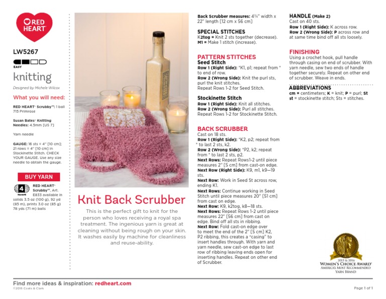 Lw5267 Knit Back Scrubber Pdf Knitting Clothing