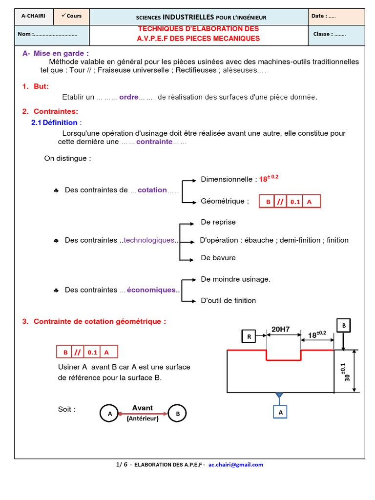 Techniques d'élaboration des A.V.P.E.F | PDF | Usinage | Connaissance ...