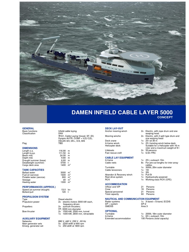Damen Infield Cable Laying Vessel 5000 Ds Pdf Shipping Shipbuilding