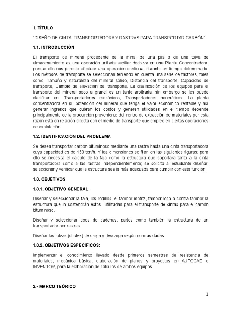 grano Fanático silueta Proyecto Cintas Transportadoras y Rastras | PDF | Eje | Transmisión  (Mecánica)
