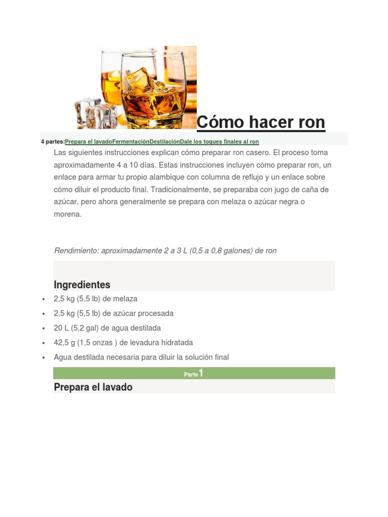 Cómo Hacer Ron PDF Ron Cerveza