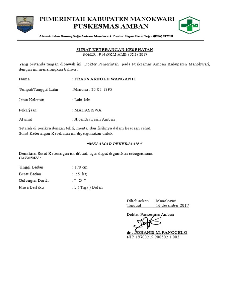 Surat Kesehatan TTD Dokter PDF