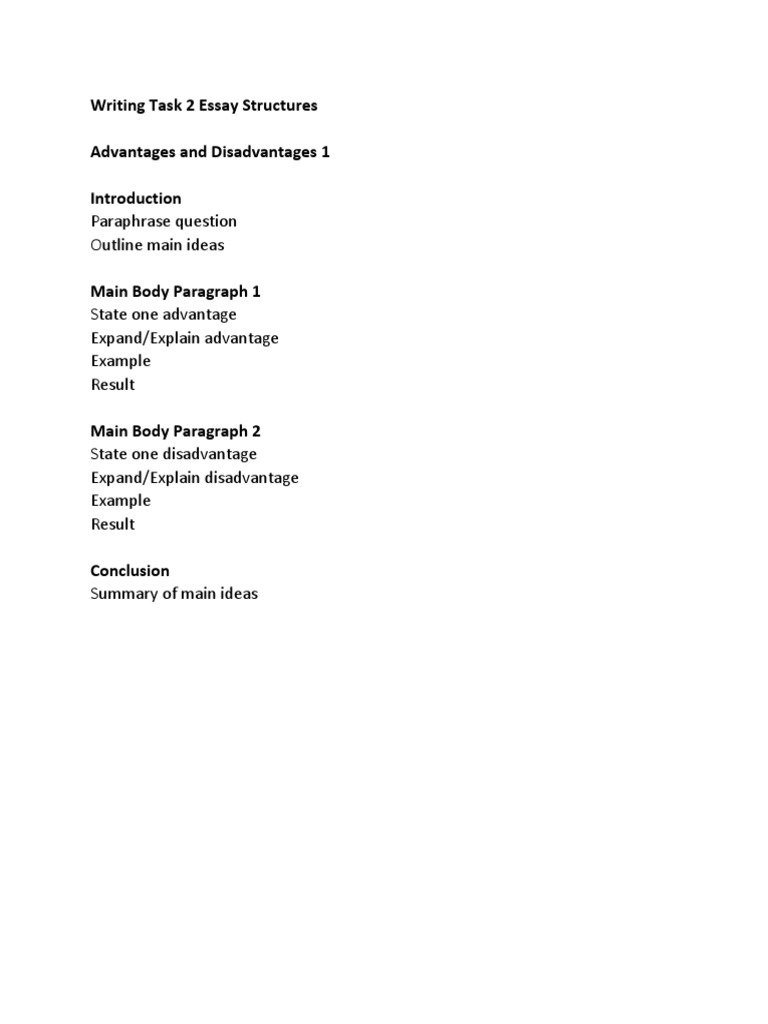 Writing Task 2 Essay Structures Advantages and Disadvantage | PDF