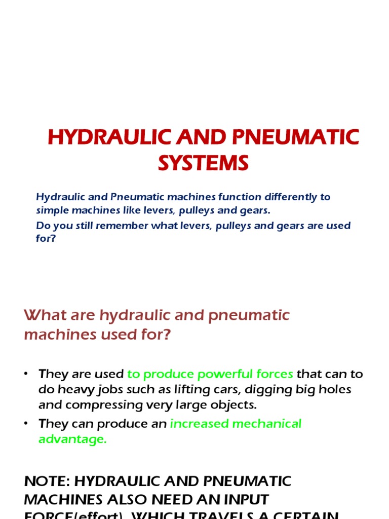 Pneumatic and Hydraulic Systems 8 & 9 PDF Machines Pneumatics