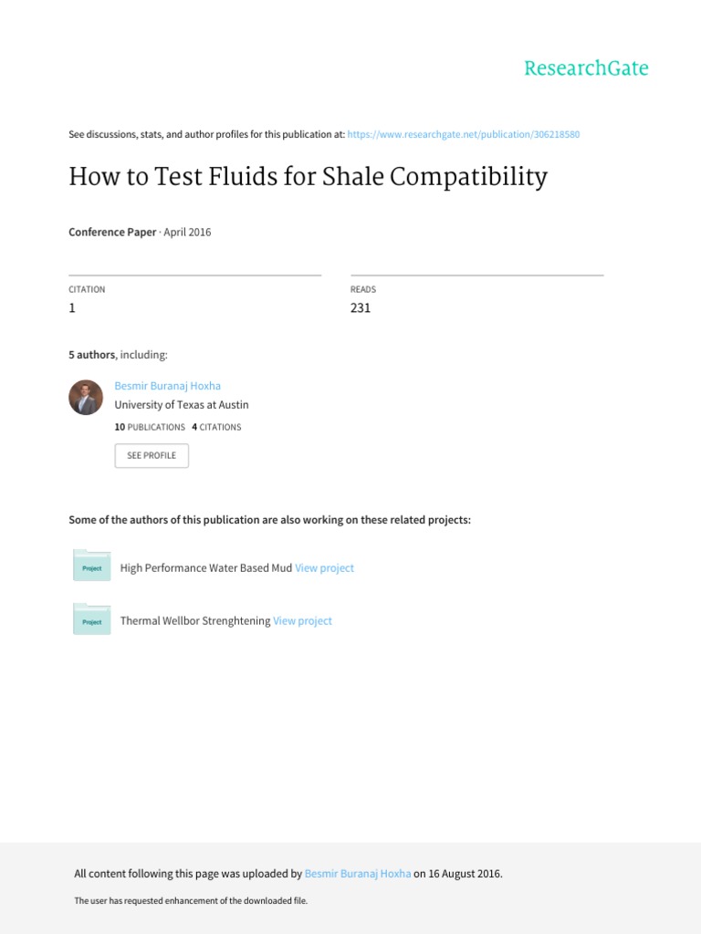 How To Test Fluids For Shale Compatibility: April 2016 | PDF ...