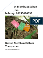 Pelatihan Membuat Sabun Transparan Hubungi 08155026593