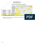 Shift Schedule - For Mech. Worker