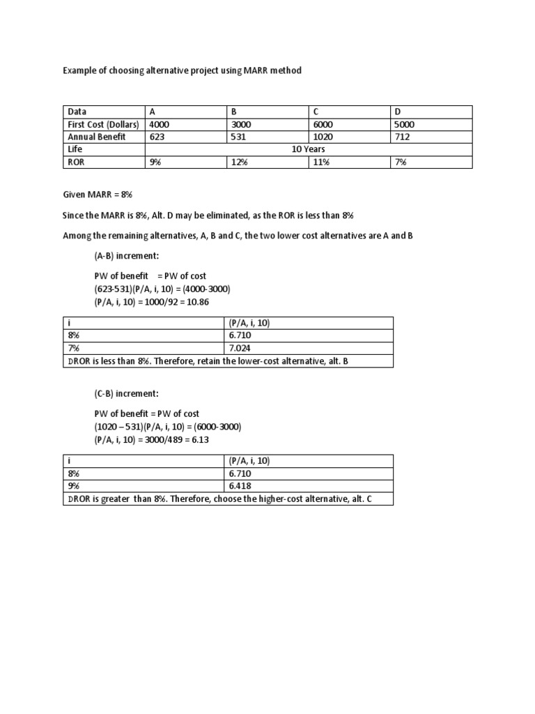 MARR Method for Project Selection | PDF | Investing | Interest
