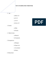 A Study On Employee Turnover Questionaire