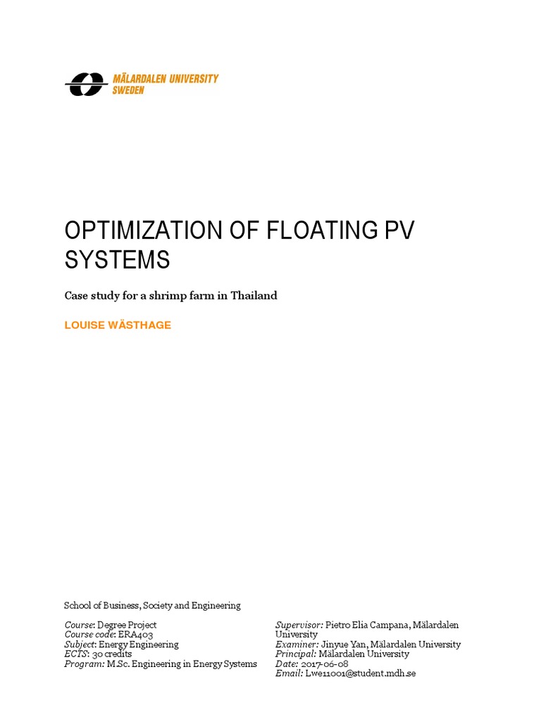 Floating PV Optimization for Thai Shrimp Farm | PDF | Photovoltaics ...