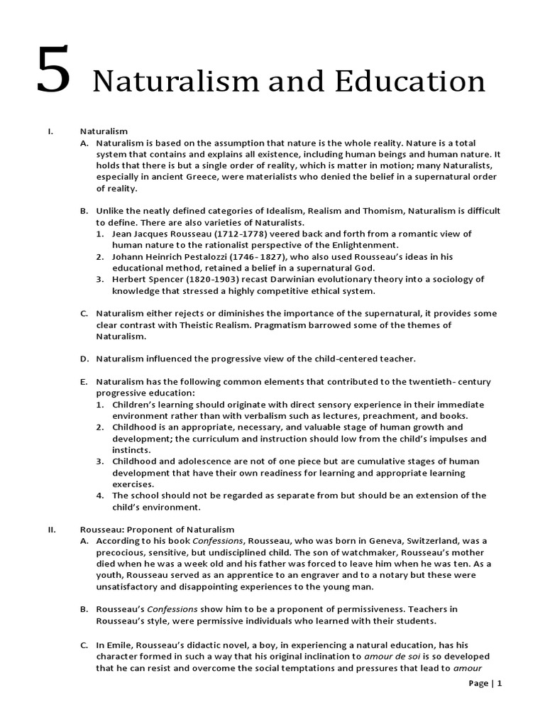 5 Naturalism and Education | PDF | Jean Jacques Rousseau | Naturalism ...