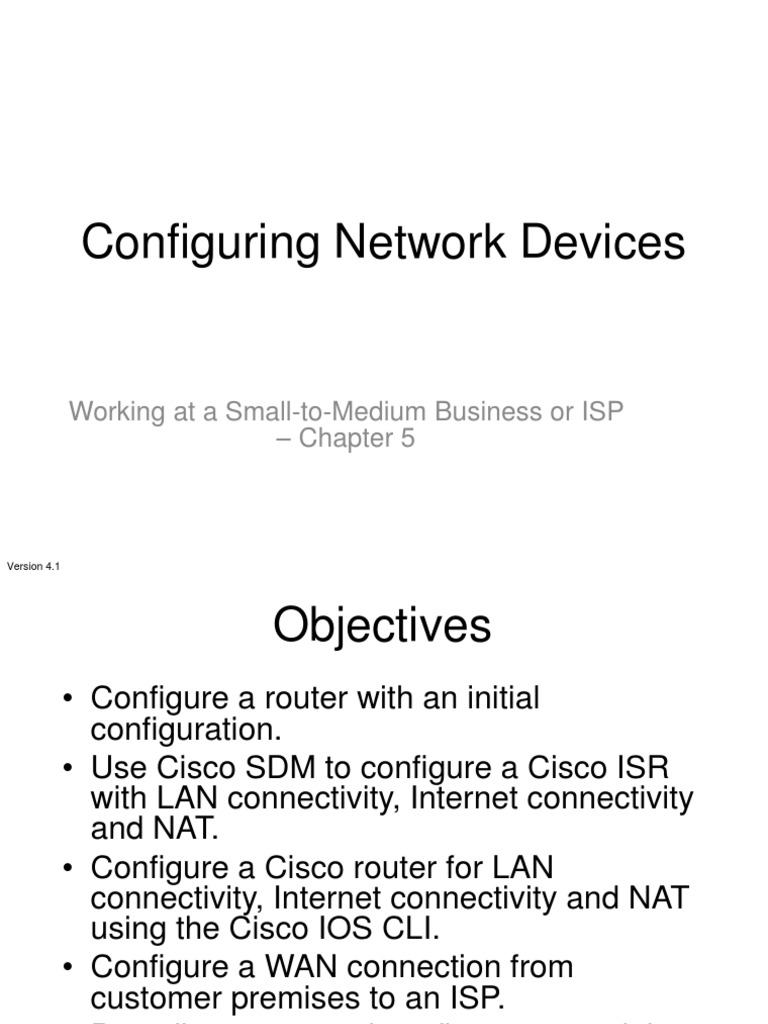 Configuring Network Devices for SmalltoMedium Businesses and ISPs