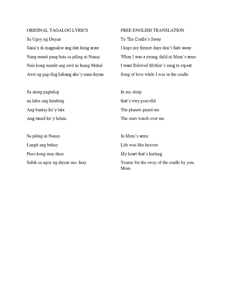 Sa Ugoy Ng Duyan Pdf