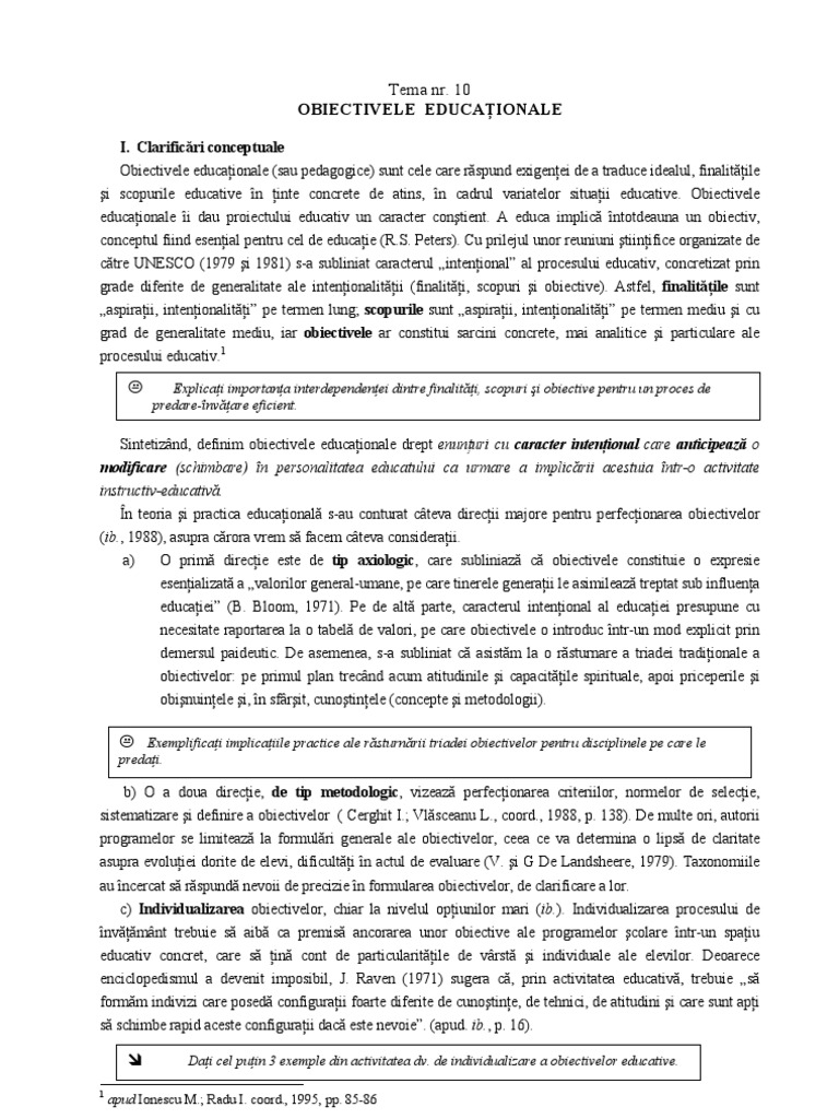 Obiectivele Pedagogice Pdf