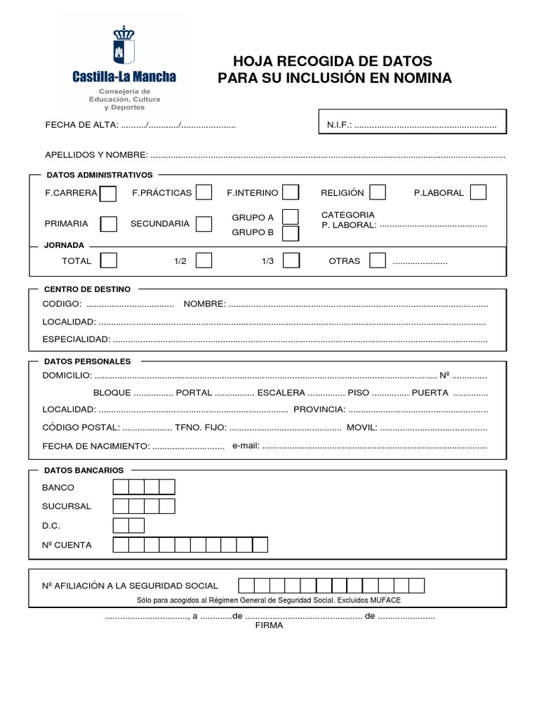 Hoja Recogida Datos Pdf Pdf