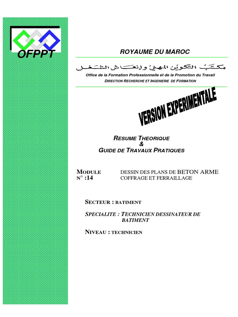 Dessin Des Plans de Beton Arme Coffrage Et Ferraillage PDF | PDF ...