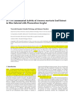 Research Article in Vivo Antimalarial Activity of Annona Muricata Leaf Extract Plasmodium Berghei