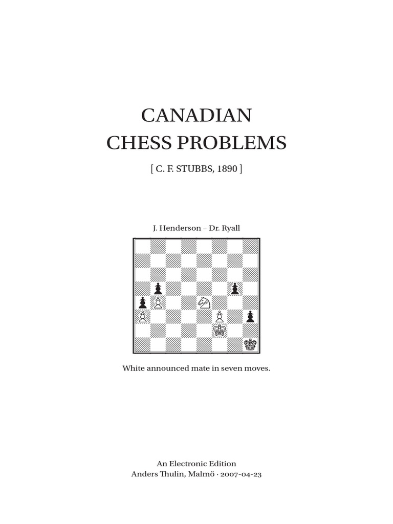 Canadian Chess Problems: 1890 Edition | PDF | Game Theory | Traditional ...