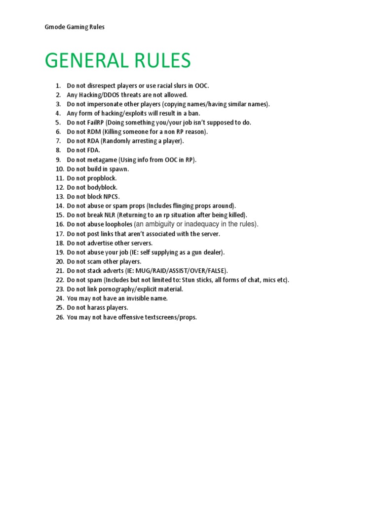 General Rules: An Ambiguity or Inadequacy in The Rules) | PDF