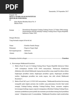 Surat Permohonan Mahkamah Konstitusi Pdf