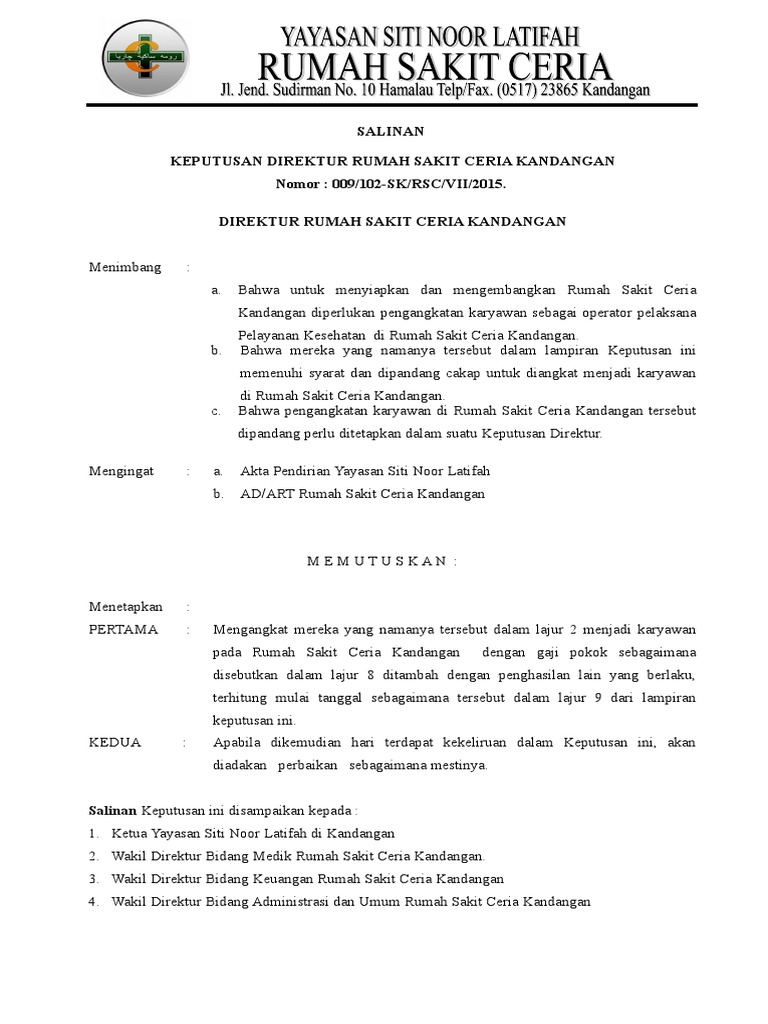 Surat Keputusan Gaji Karyawan