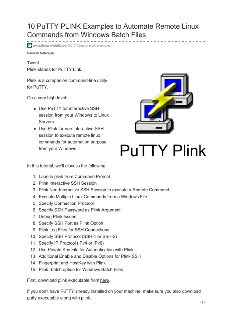 10 PuTTY PLINK Examples To Automate Remote Linux Commands From Windows