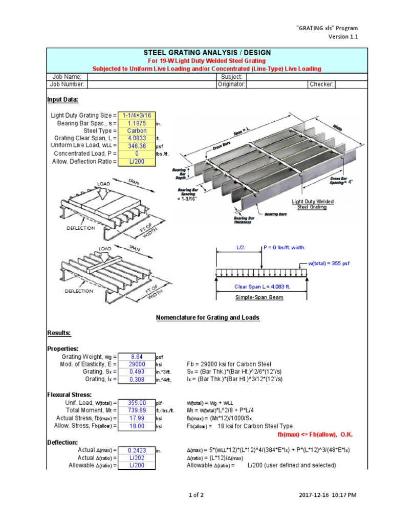 Grating Design Solid Mechanics Structural Engineering