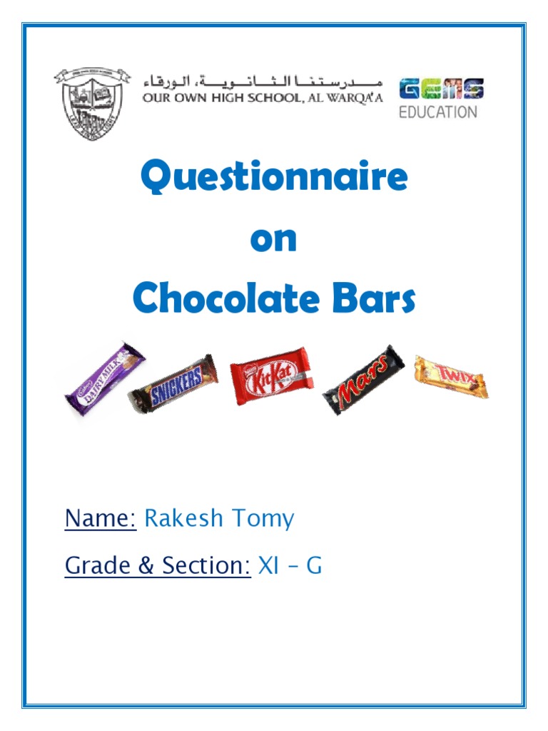 Questionnaire On Chocolate Bars Name Grade & Section PDF