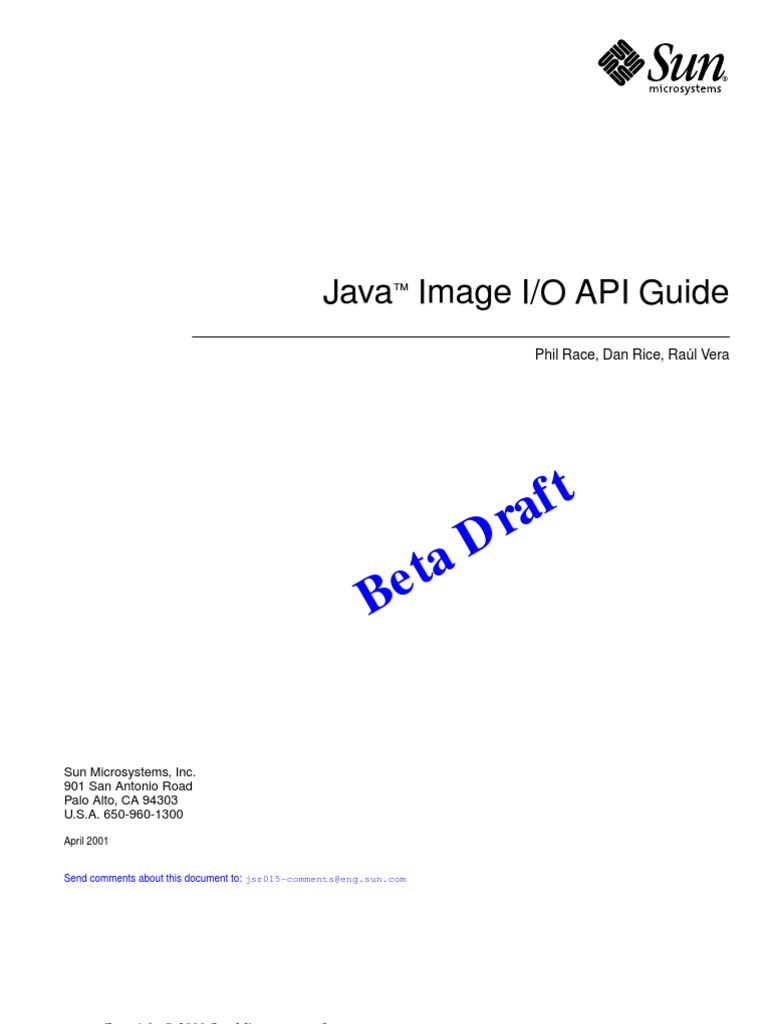 Beta Draft: Java Image I/O API Guide | PDF | Xml | Metadata