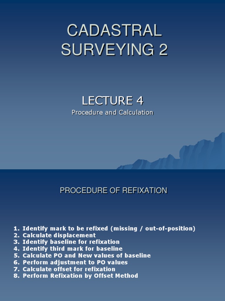 Refixation Procedure in Cadastral Surveying | PDF | Surveying ...