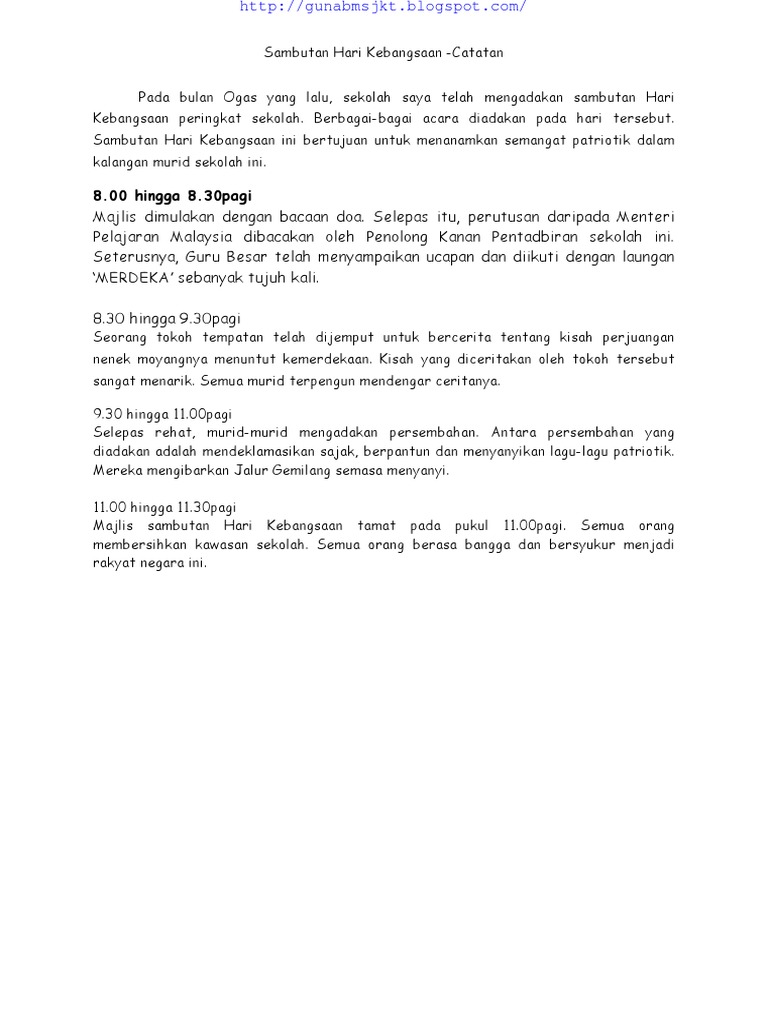 Sambutan Hari Kebangsaan - Catatan