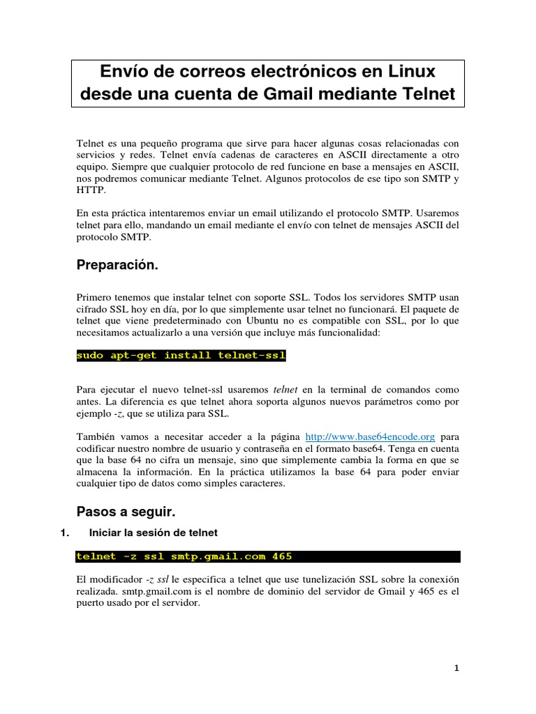 Envío de Correos Mediante Telnet en Linux | PDF | Transport Layer ...