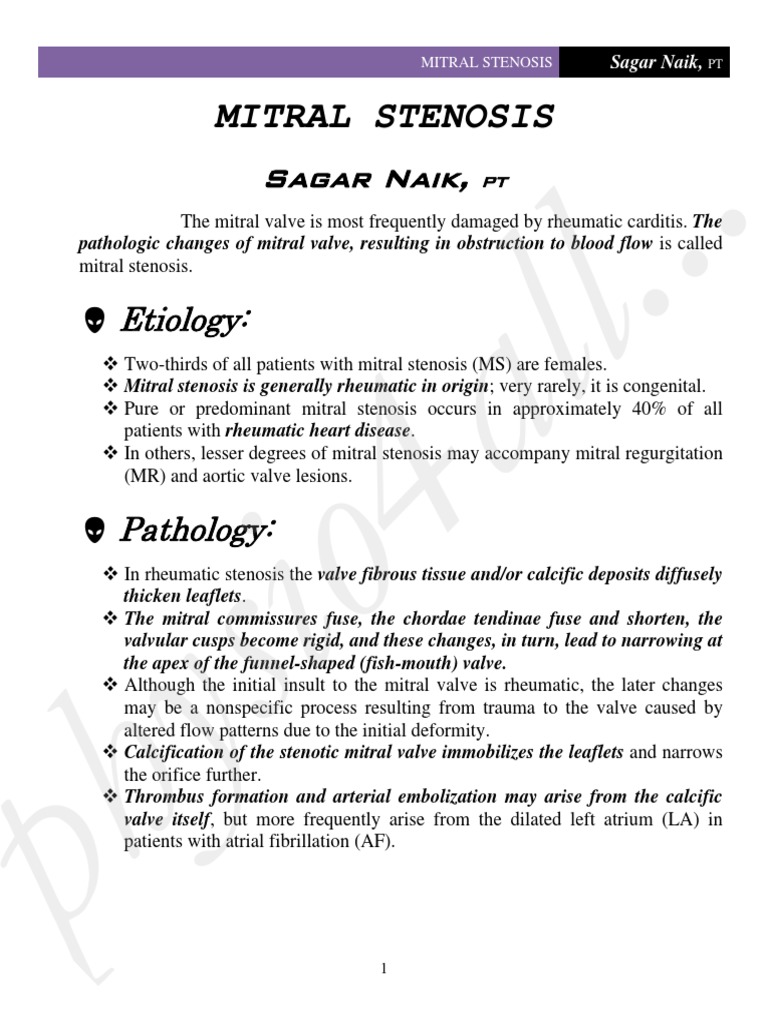 Mitral Stenosis Summary Notes PDF | PDF | Heart Valve | Atrium (Heart)
