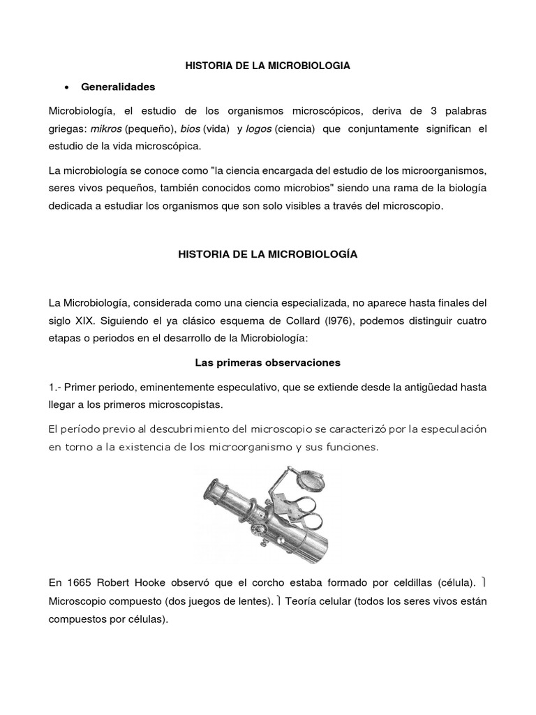 Historia de la Microbiología Infantil | PDF | Microbiología ...