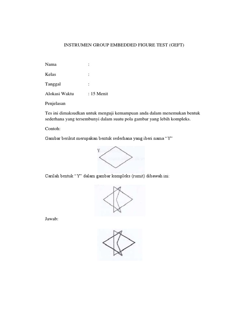 Instrumen Tes GEFT untuk Siswa | PDF | Metode & Bahan Ajar