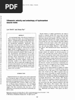 Ultrasonic Velocity and Anisotropy of Hydrocarbon Source Rocks