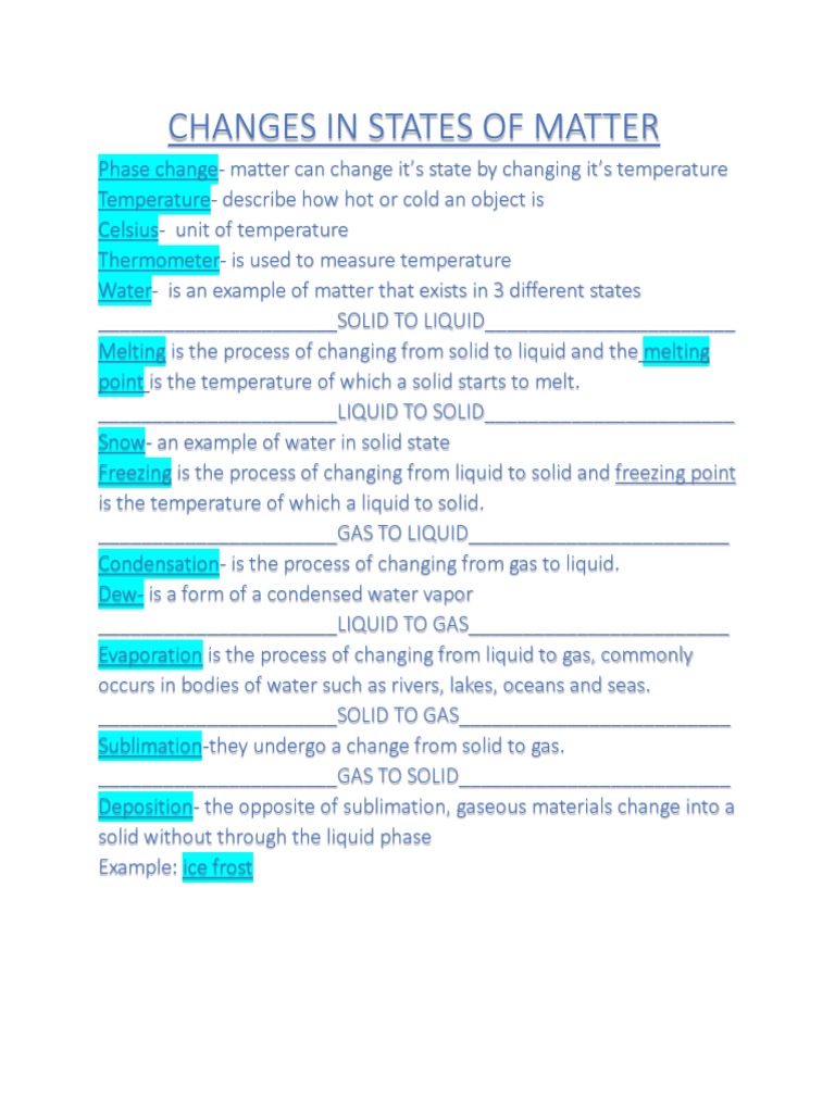 Changes in States of Matter | PDF