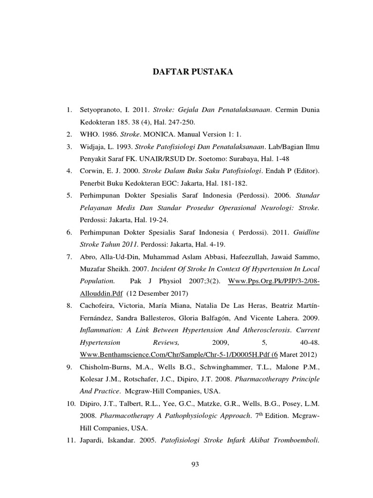 Daftar Pustaka Penatalaksanaan Stroke | PDF | Pengembangan Diri