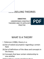 Counselling Theories: Understand Construct of Theories and Its Application On Practise