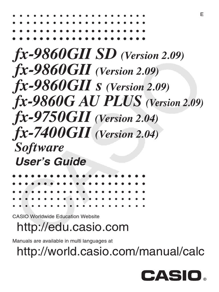 Casio Manual fx-9860GII Soft EN PDF PDF Menu (Computing