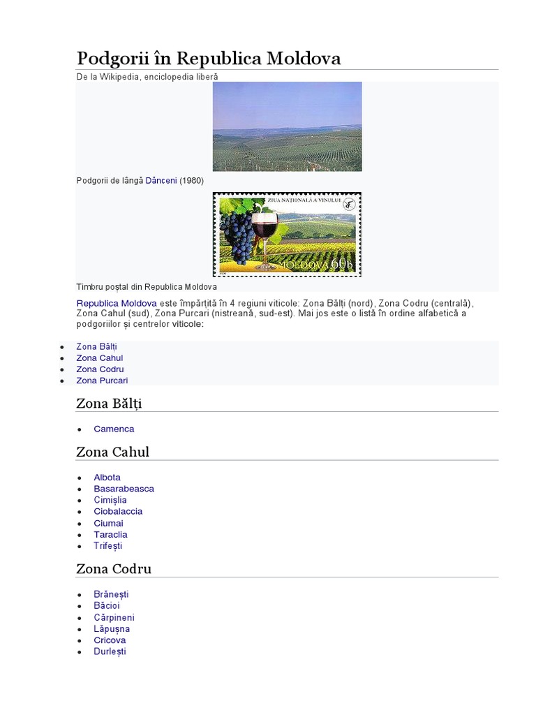 Podgorii În Republica Moldova | PDF