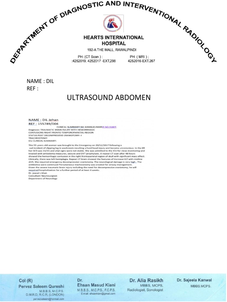 Ultrasound Abdomen: Name: Dil Ref | PDF