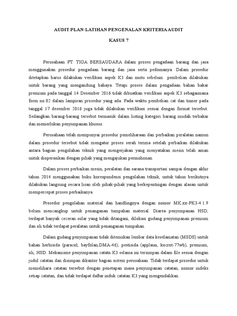 Contoh Laporan Audit K3 Audit Kinerja