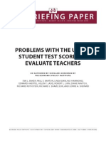 Epi Briefing Paper: Problems With The Use of Student Test Scores To Evaluate Teachers
