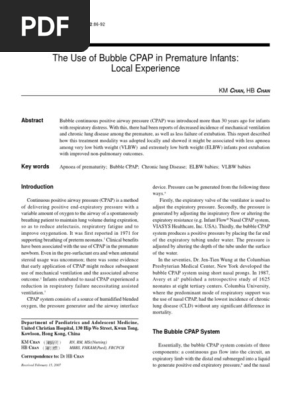 The Use of Bubble CPAP in Premature Infants