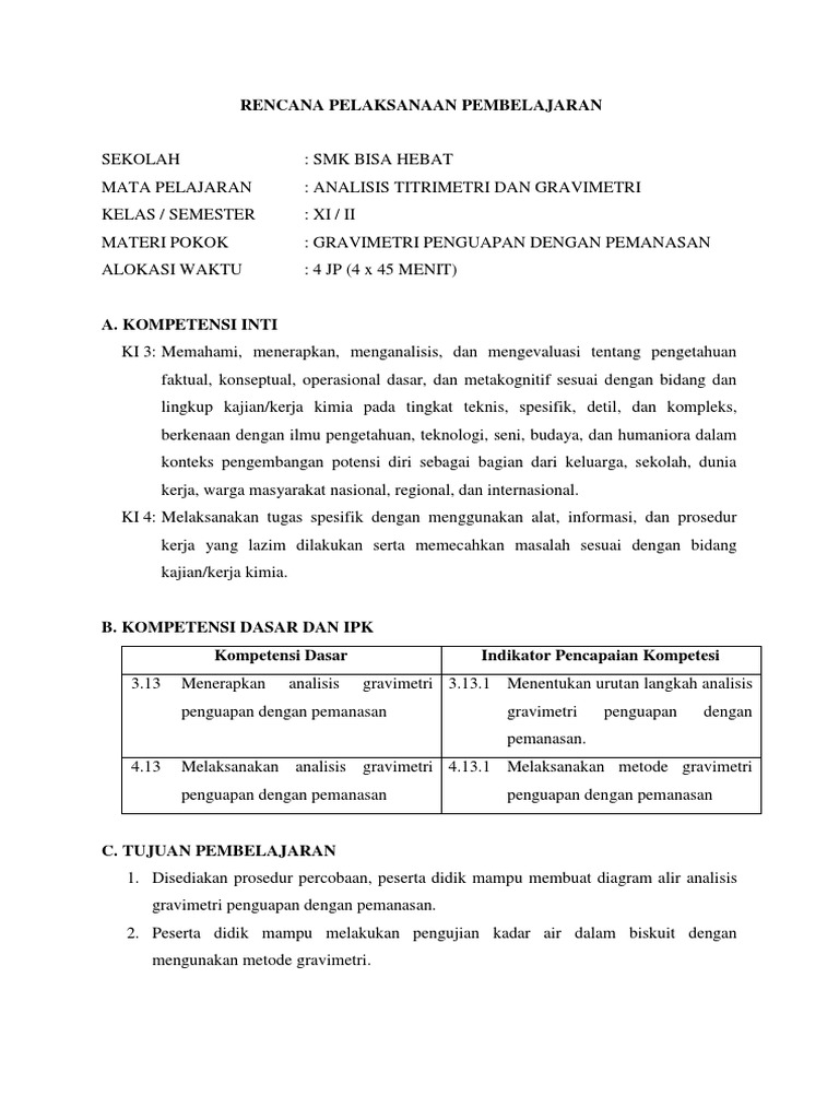 Rpp Gravimetri Penguapan