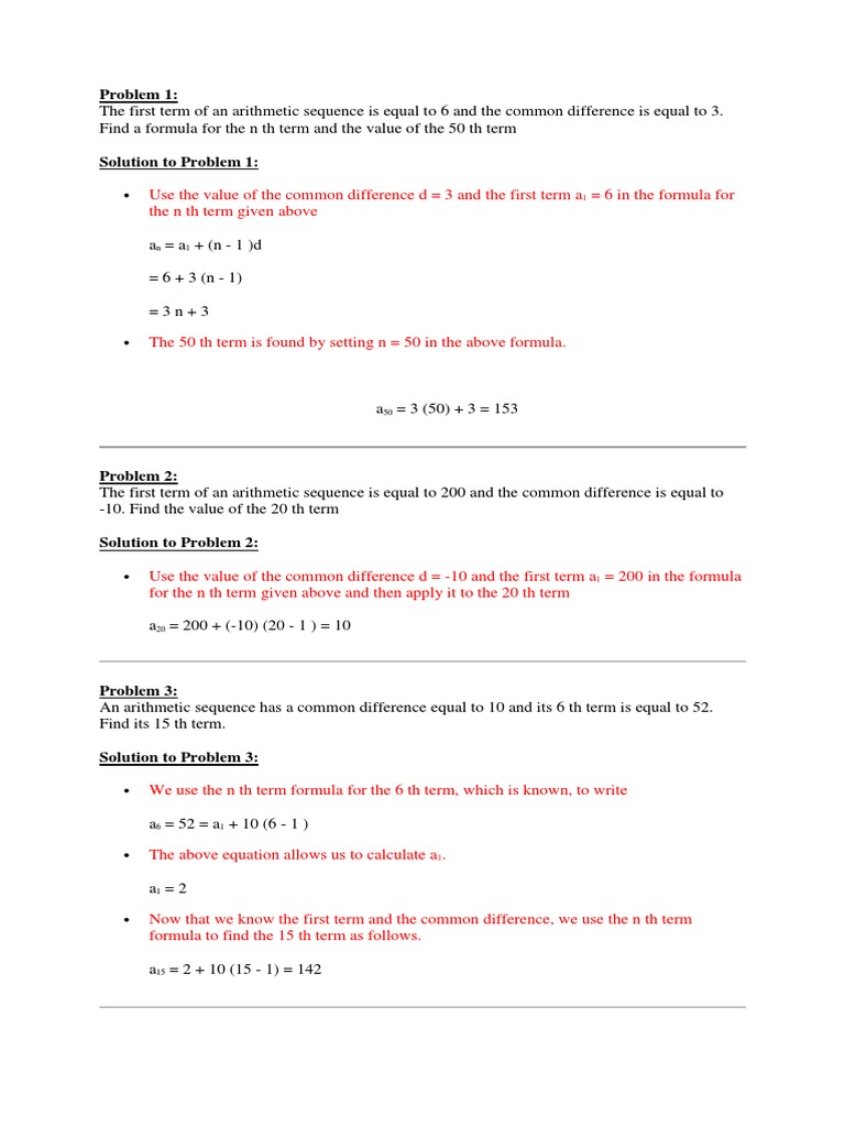 ARITHMETIC sEQUENCE | PDF | Summation | Equations