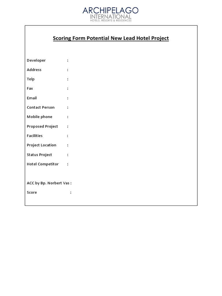 Standard Template Scoring Form Project | PDF