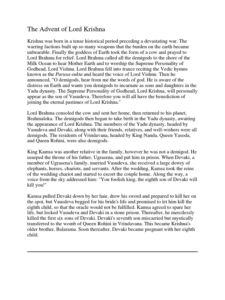 The Birth and Childhood of Lord Krishna | PDF | Krishna | Hinduism