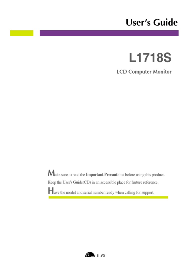User's Guide: LCD Computer Monitor | PDF | Computer Monitor | Menu ...